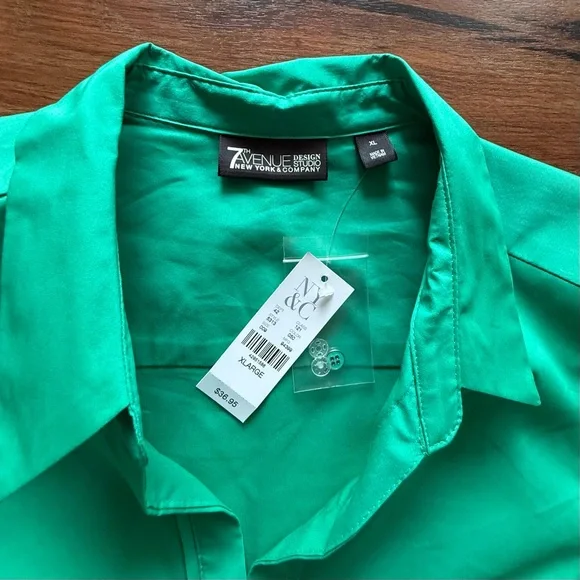 New York & Company 7th Ave design studio - Green Button-Up Shirt - XL - new - Picture 3 of 5
